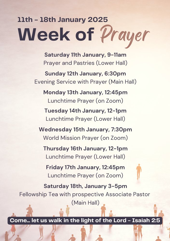Join us for our week of prayer as we commit 2025 to the LORD! Here's a list of what's coming up and how you can get involved... 🙏