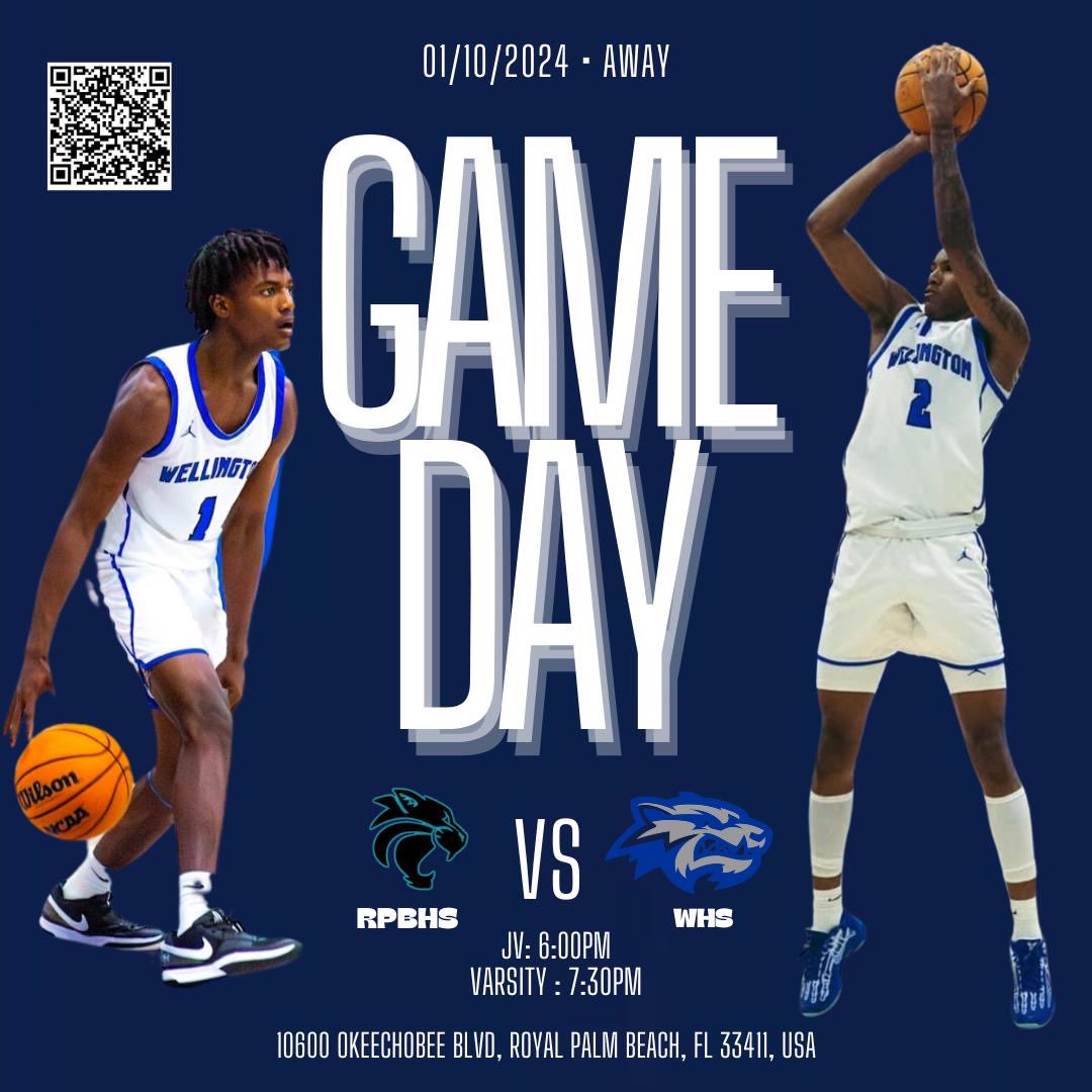 🚨 Game Day Alert! 🚨

Our Wolverines are on the road again tonight against cross town rival Royal Palm Beach HS! Come out and support your team Welly Nation! 🏀🔥

🏀 Wellington at Royal Palm 
🗓️ Friday, January 10
📍 Royal Palm Beach High School
⏰ JV: 6:00 | Varsity: 7:30