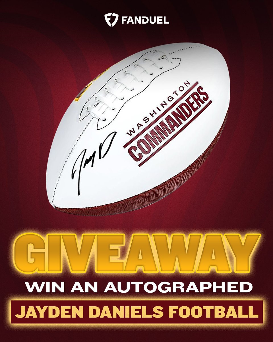 FanDuel Sportsbook (@fdsportsbook) on Twitter photo 🚨 GIVEAWAY 🚨
To celebrate our guy <a href="/KDTrey5/">Kevin Durant</a>'s Commanders making the playoffs, we're giving away a SIGNED Jayden Daniels football! 🏈
To enter:
1️⃣ Repost
2️⃣ Follow <a href="/FDSportsbook/">FanDuel Sportsbook</a>
3️⃣ Reply with #PlayoffPayoff
Winner chosen on 1/17
Rules: linktr.ee/FanDuel | <a href="/Commanders/">Washington Commanders</a> 🚨 GIVEAWAY 🚨
To celebrate our guy <a href="/KDTrey5/">Kevin Durant</a>'s Commanders making the playoffs, we're giving away a SIGNED Jayden Daniels football! 🏈
To enter:
1️⃣ Repost
2️⃣ Follow <a href="/FDSportsbook/">FanDuel Sportsbook</a>
3️⃣ Reply with #PlayoffPayoff
Winner chosen on 1/17
Rules: linktr.ee/FanDuel | <a href="/Commanders/">Washington Commanders</a>