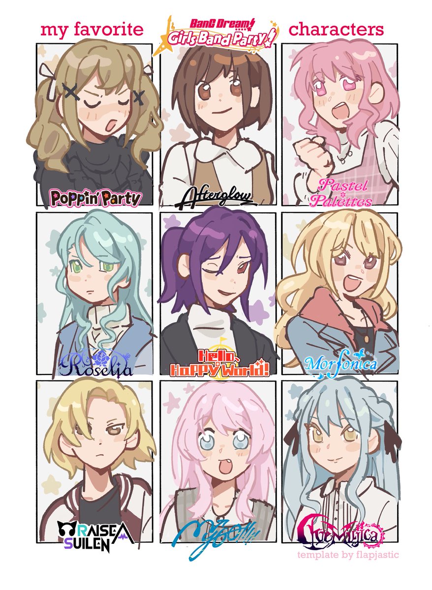 flapjastic's tweet photo. my favorite bandori characters 💗✨ https://t.co/nYZXRcGgWM