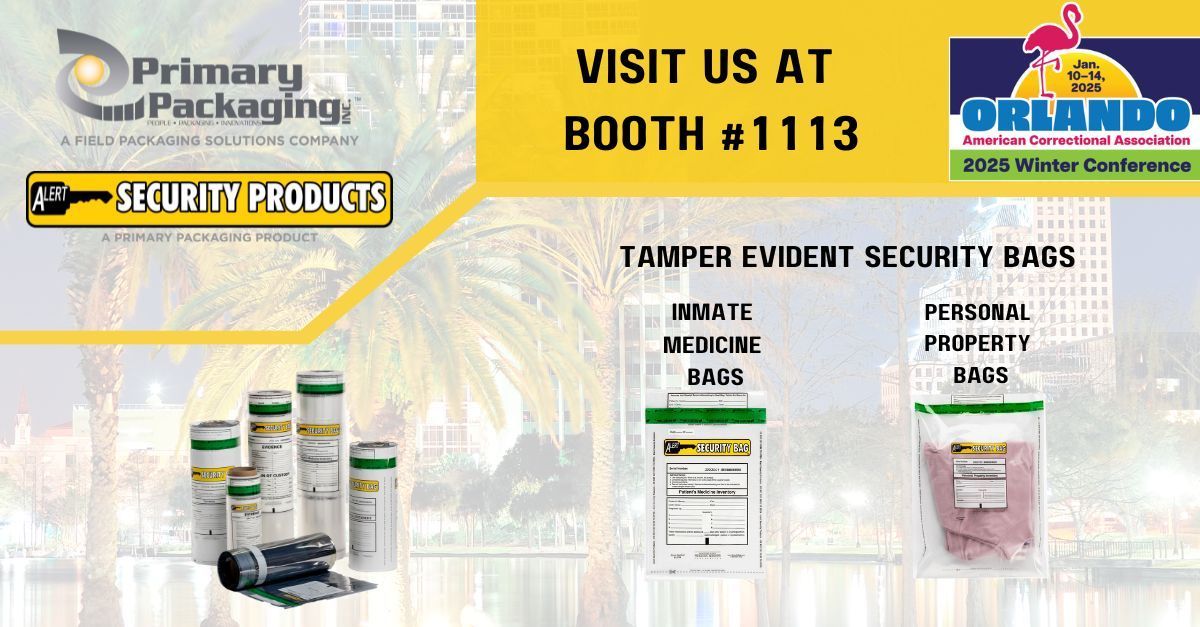 Heading to #ACA2025 in Orlando? 🌴
Stop by Booth #1113! 🛑
Our teams from Primary Packaging &amp; Alert Security Products will be showcasing:
Personal Property security bags 💼
Inmate Medicine security bags 💊
Enhance correctional safety! 💯
#CorrectionalSafety #SecurityInnovation