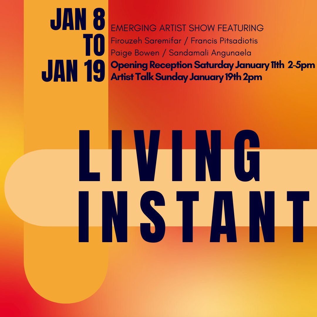 Living Instant | Emerging Artists Group Show | Propeller Art Gallery | Opening Reception Tomorrow : Saturday, Jan. 11, 2 – 5 pm.
propellerartgallery.com/exhibitions/li…