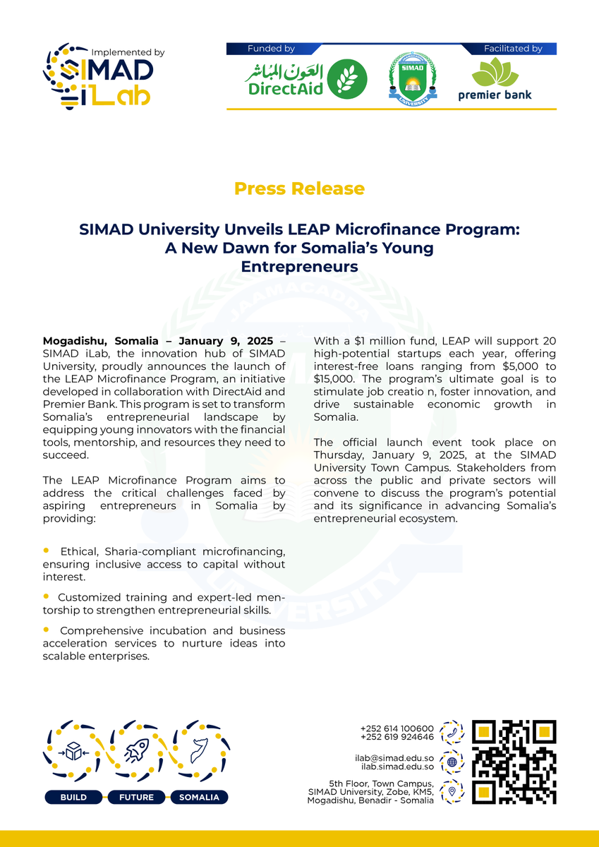 SIMADiLab's tweet photo. Hoos ka aqri war saxaafadeedka daahfurka Leap Microfinance. #iLabImpact #iLabInitiative #SIMADiLabians https://t.co/PVnDpVYFsl