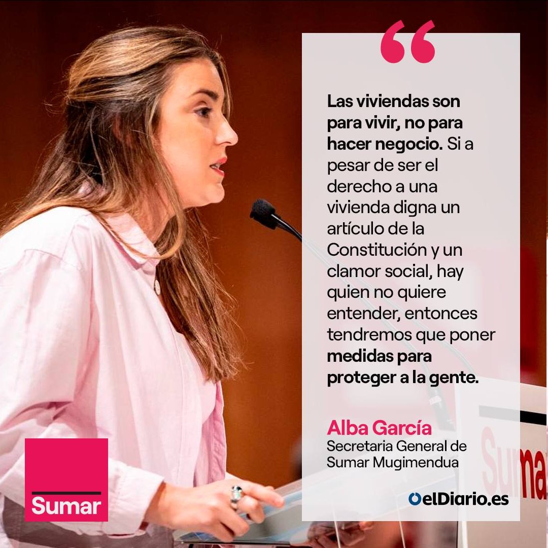 "2025 será el año en el que el PSOE tendrá que decidir si hará política de vivienda para los fondos buitre y las constructoras o para garantizar este derecho a la gente."

📰 Lee aquí la tribuna de <a href="/alba_garcia_m/">Alba García Martín</a> en <a href="/eldiarioeus/">elDiario.es Euskadi</a>.

👉 sumar.ink/4jlVysq
