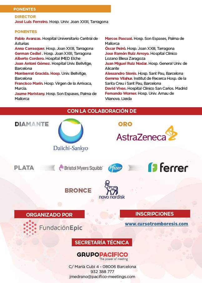 José Luis Ferreiro Gutiérrez (@drjlferreiro) on Twitter photo Atención, residentes <a href="/ResiSec/">ResiSEC</a> y fellows de Cardiología
Llega el🔝#Tromboresis2025 (IX edición del curso)
21-22 de febrero
Para profundizar en el apasionante tema de los antitrombóticos (también novedades en Cardiología)
Panel de ponentes de excepción
<a href="/clinica_sec/">Asociación Cardiología Clínica SEC</a> <a href="/GTrombosis/">GTrombosisCVSEC</a> Atención, residentes <a href="/ResiSec/">ResiSEC</a> y fellows de Cardiología
Llega el🔝#Tromboresis2025 (IX edición del curso)
21-22 de febrero
Para profundizar en el apasionante tema de los antitrombóticos (también novedades en Cardiología)
Panel de ponentes de excepción
<a href="/clinica_sec/">Asociación Cardiología Clínica SEC</a> <a href="/GTrombosis/">GTrombosisCVSEC</a>