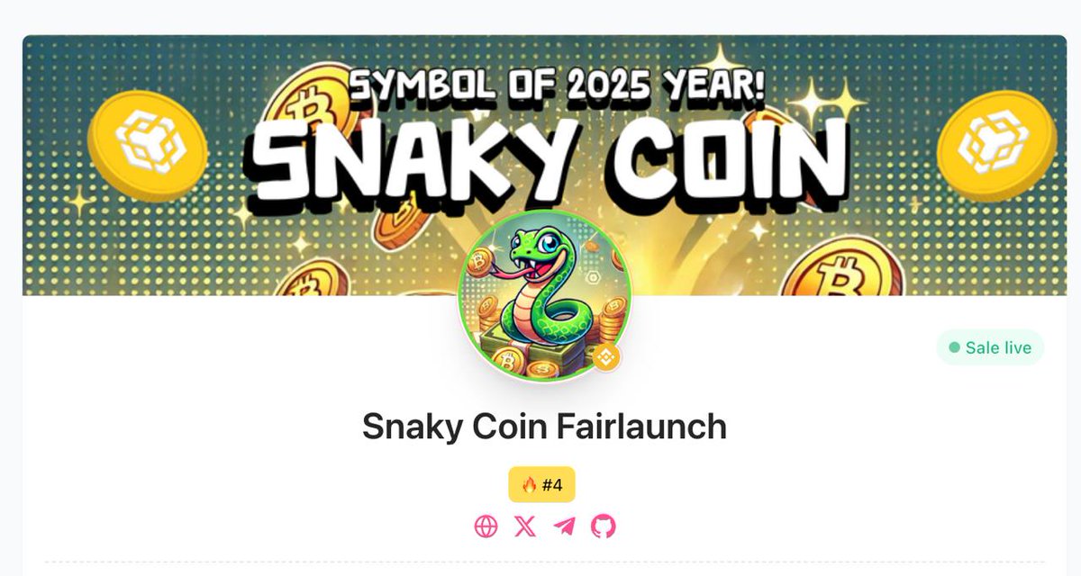 SnakyCoin's tweet photo. SNAKY COIN ($SNAKY) ๐
#4 ON PINKSALE TREND!
https://t.co/pKauKQ8zQV
#SNAKYCOIN #SNAKY https://t.co/xsmAaa51D2