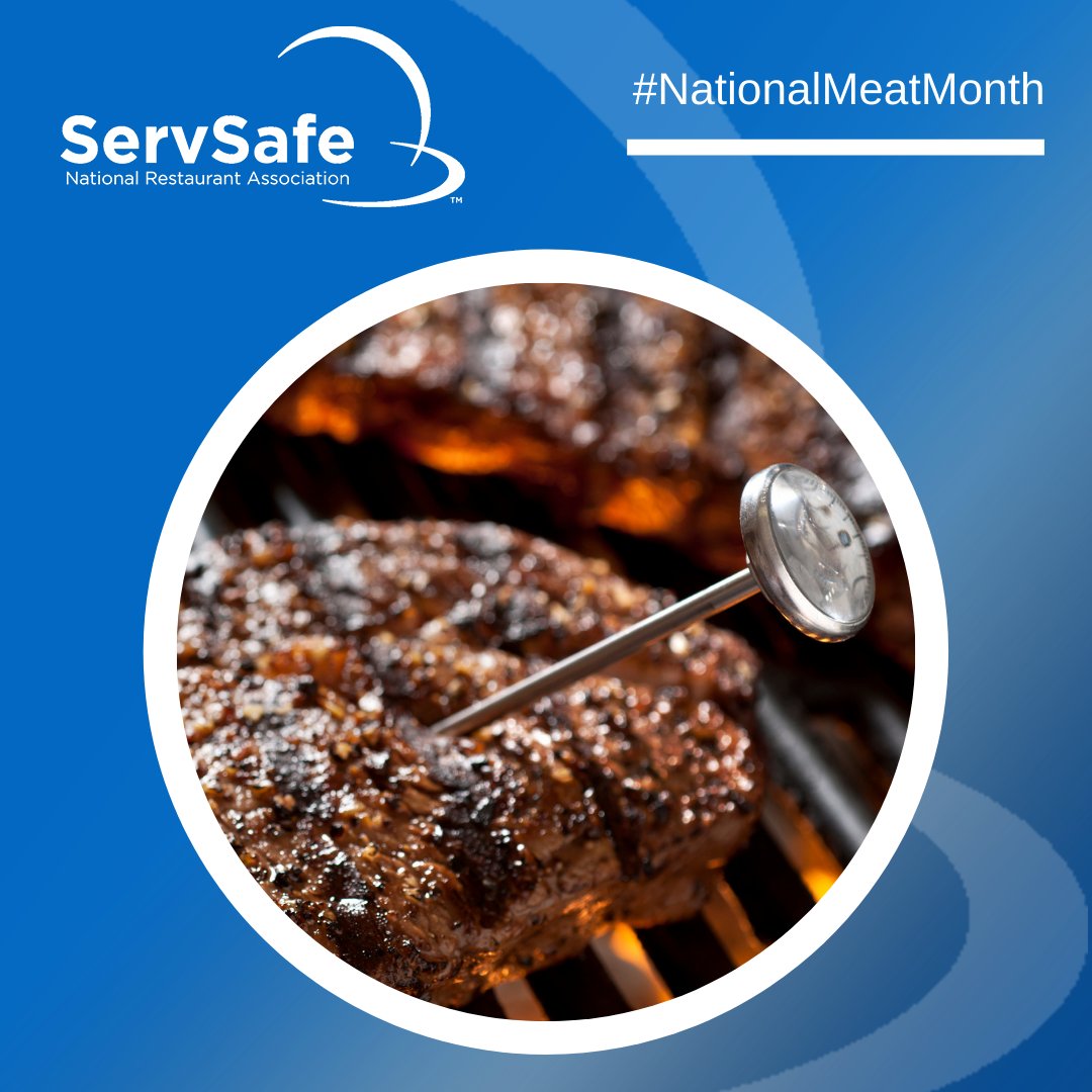 ServSafe's tweet photo. Celebrate #NationalMeatMonth by making sure you cook your fish to 145°F, ground beef to 160°F, and poultry to 165°F!
#ServSafe #SafetyTips #CookingMeat #Chef https://t.co/A2uWfgb4dD