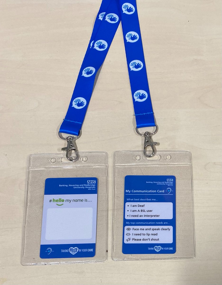 Next week, we will be delivering some British Sign Language lanyards &amp; communication cards to our local Deaf club to thank them for their ongoing support. They will be available at Queen's and King George Hospitals, St. George's Wellbeing Hub and the Barking CDC, very soon 🙂💙
