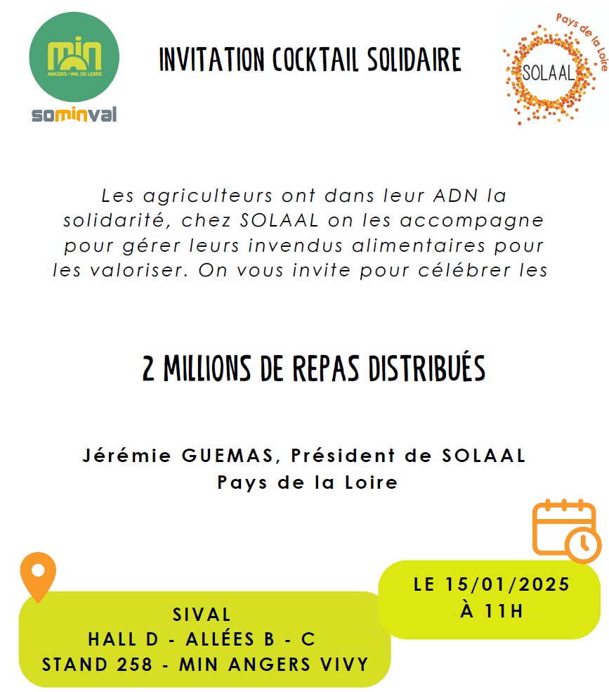 RDV au #sival25 Nous vous attendons pour un évènement solidaire sur le DON ALIMENTAIRE. Stand MIN ANGERS VIVY Hall D BC 258