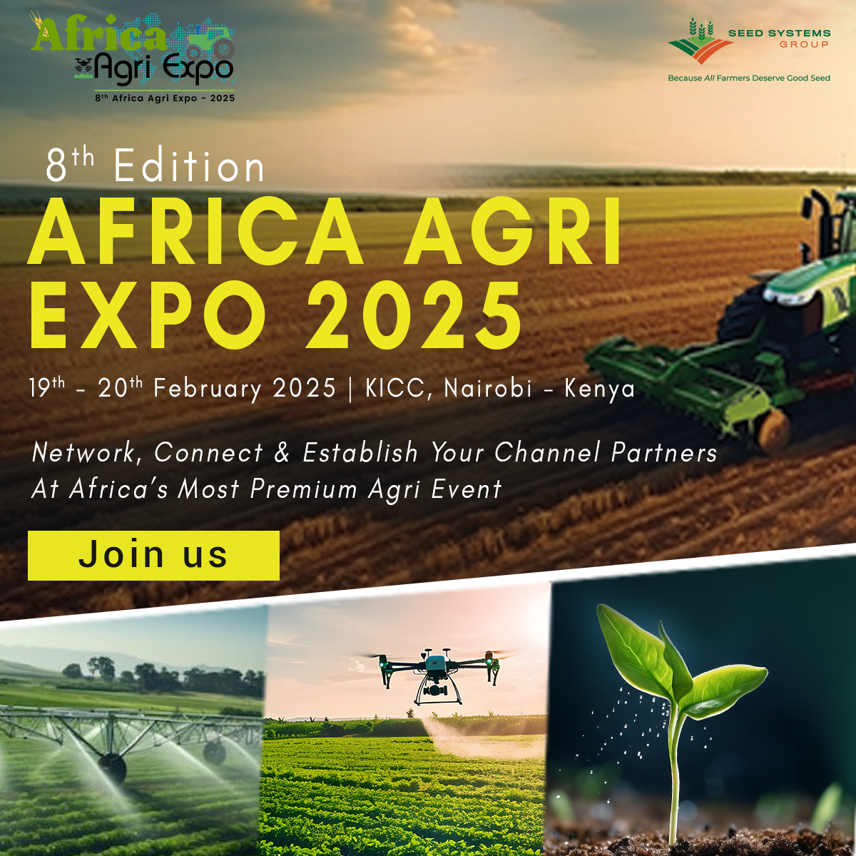 We are proud to be a supporting partner at the 8th Africa Agri Expo 2025.
Join us as we showcase innovative solutions that empower farmers with quality seeds for sustainable growth. 
 #AfricaAgriExpo
Get your ticket:
africa-agriexpo.com