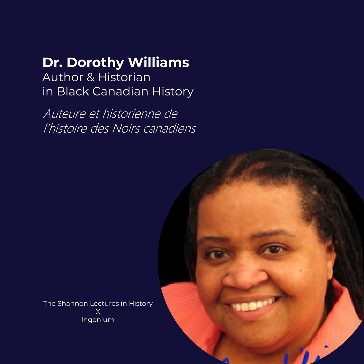 Join Dr. Dorothy Williams as she discusses her groundbreaking work on Montreal's Black community at the Shannon Lecture on January 13. Her books, including Blacks in Montreal and The Road to Now, are vital to understanding our shared history.  ow.ly/GzZ250UEp6w