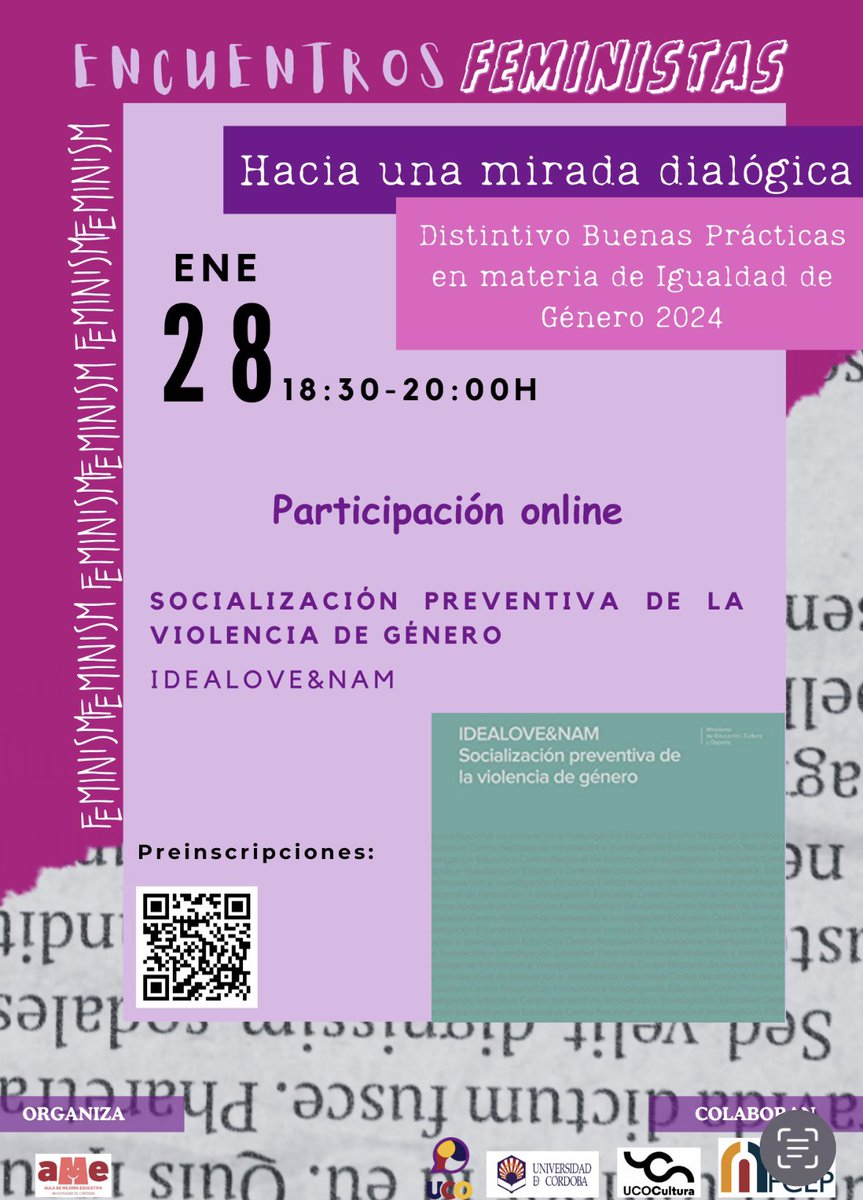 Tertulia Pedagógica Dialógica AulaMejoraEducativa (@seminarioame) on Twitter photo Nos vemos el 28 de enero a las 18.30h en la Tertulia Feminista Dialógica de <a href="/SeminarioAME/">Tertulia Pedagógica Dialógica AulaMejoraEducativa</a>
Dialogaremos la guía IDEALOVE&NAM
Conexión online, ¡no te la pierdas! Nos vemos el 28 de enero a las 18.30h en la Tertulia Feminista Dialógica de <a href="/SeminarioAME/">Tertulia Pedagógica Dialógica AulaMejoraEducativa</a>
Dialogaremos la guía IDEALOVE&NAM
Conexión online, ¡no te la pierdas!