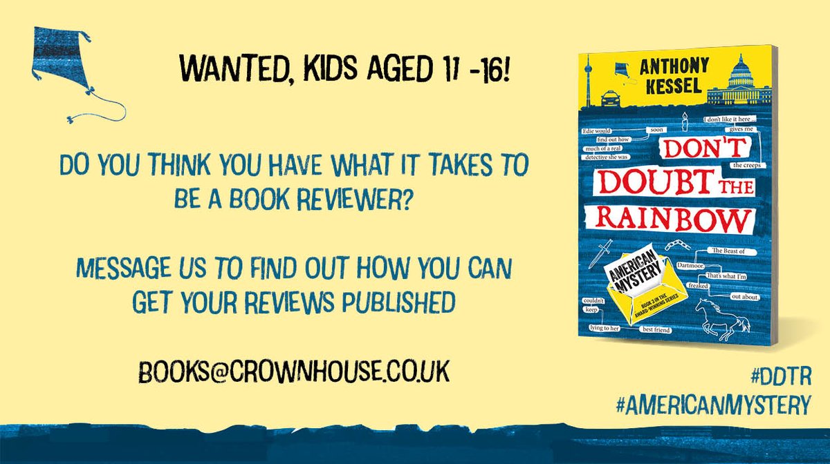TIME IS RUNNING OUT! ⏰

Would you like to be a book reviewer? 📝 We’re giving away free advance copies of Anthony Kessel’s #AmericanMystery! Learn all about this #YA detective series at: crownhouse.co.uk/american-myste…

Email us to be involved – get in touch quickly while stocks last 📚