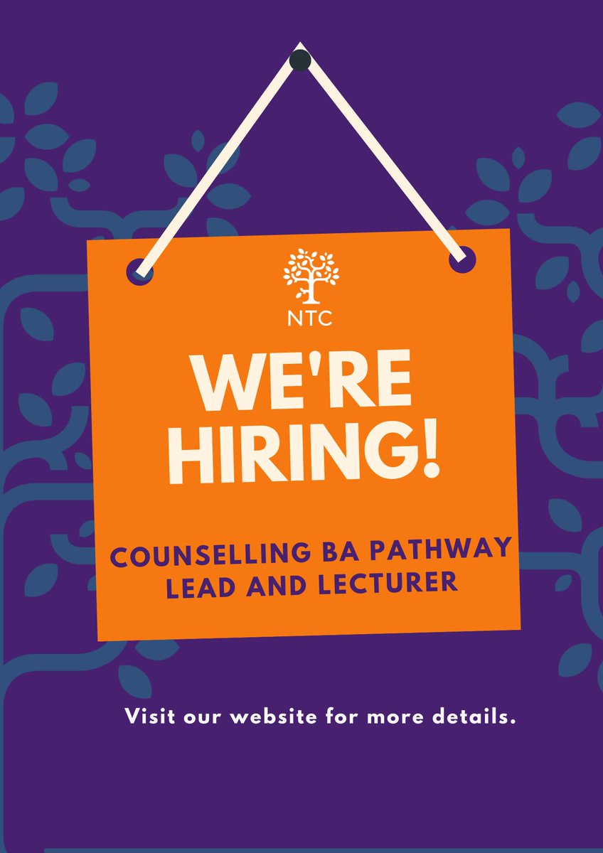 Apply now! We're hiring a Counselling BA Pathway Lead &amp; Lecturer to oversee our new BA in Counselling. Key roles: programme oversight, teaching, remain accredited, student guidance, and research. Closing date: 15 Jan. Details: postly.app/3bMK