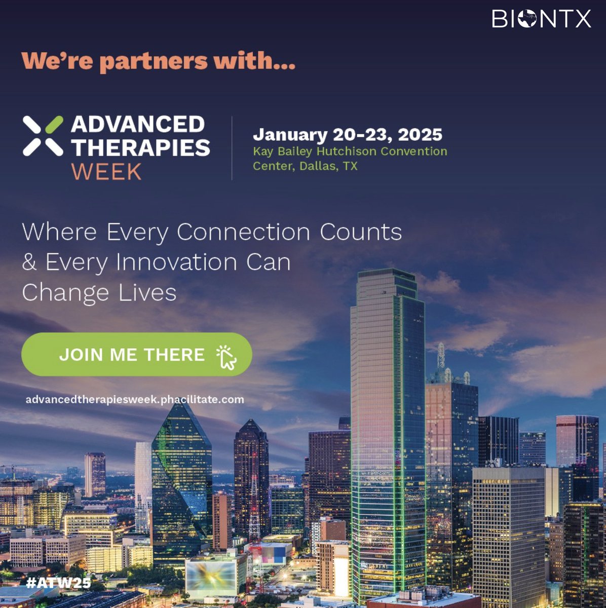 BioNorthTX (@bionorthtx) on Twitter photo Join BioNTX at Advanced Therapies Week 2025, Jan 20–23 in Dallas! Explore innovations in cell & gene therapy and connect with Texas' growing biomanufacturing hub.
🔗 Register: shorturl.at/i3fHD
📧 Members: Email jho@biontx.org for a promo code!
#ATW25 #MyATWHighlights Join BioNTX at Advanced Therapies Week 2025, Jan 20–23 in Dallas! Explore innovations in cell & gene therapy and connect with Texas' growing biomanufacturing hub.
🔗 Register: shorturl.at/i3fHD
📧 Members: Email jho@biontx.org for a promo code!
#ATW25 #MyATWHighlights