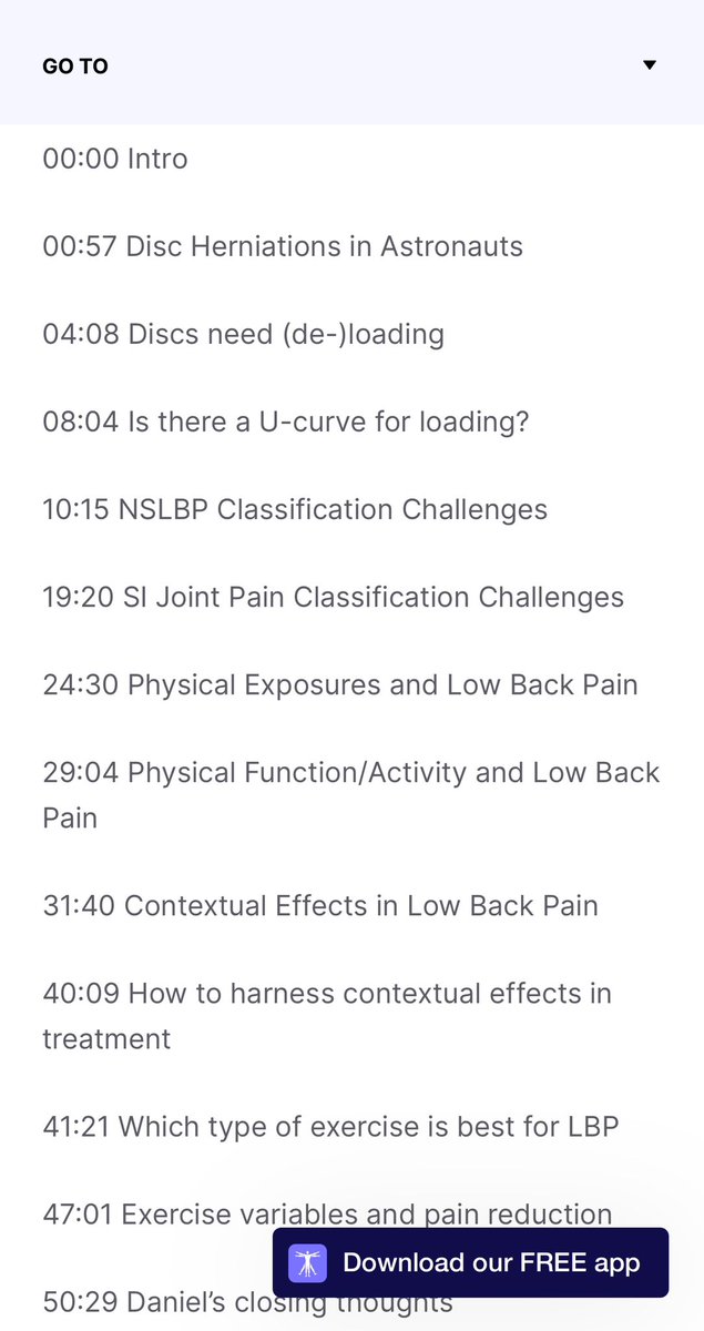 Daniel Belavy (@belavyprof) on Twitter photo It was great to chat with <a href="/Physiotutors/">Physiotutors</a> in the #podcast
Where we talk about #backpain and across a lot of topics like #placebo, "what treatments work“, "classification of back pain“ and astronauts
🔗👉 physiotutors.com/podcasts/low-b…
🙏 It was great to chat with <a href="/Physiotutors/">Physiotutors</a> in the #podcast
Where we talk about #backpain and across a lot of topics like #placebo, "what treatments work“, "classification of back pain“ and astronauts
🔗👉 physiotutors.com/podcasts/low-b…
🙏