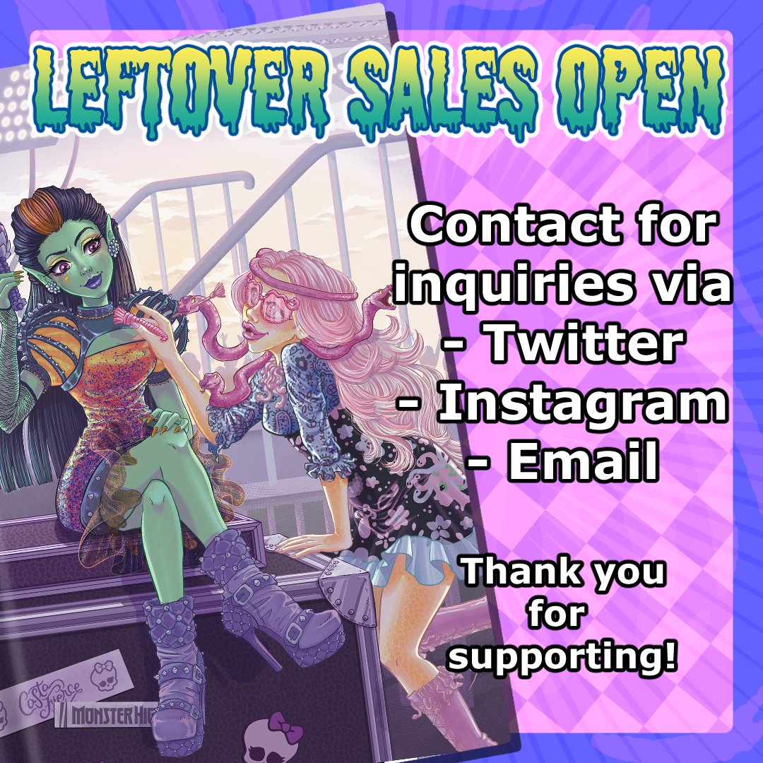 monsterhighzine's tweet photo. 🦇 LEFTOVERS OPEN 🦇

Wake up ghosts and ghouls! From today and until January 31, our leftover sales will be OPEN!

DM us on Twitter or Instagram, or send us an email to order our products!! 💜 https://t.co/QLiKEhxtQw
