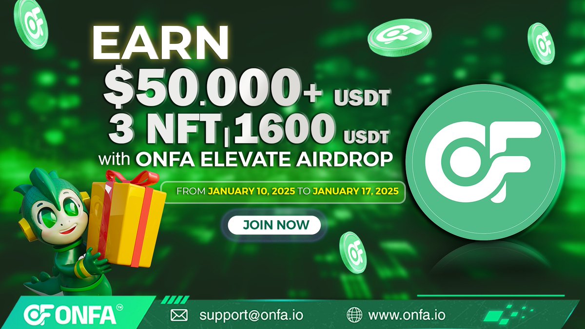 🎉 ONFA ELEVATE AIRDROP IS LIVE!

💥 How to Join &amp; Earn Rewards:
1️⃣ Create content about ONFA &amp; share on X: 
2️⃣ Like &amp; share ONFA’s post on X
3️⃣ Join ONFA's Global Telegram Group
4️⃣ Check-in using the ONFA Wallet

Join link: t.me/onfa_global/62…

🎁 Rewards up to 50,000 $OFT: