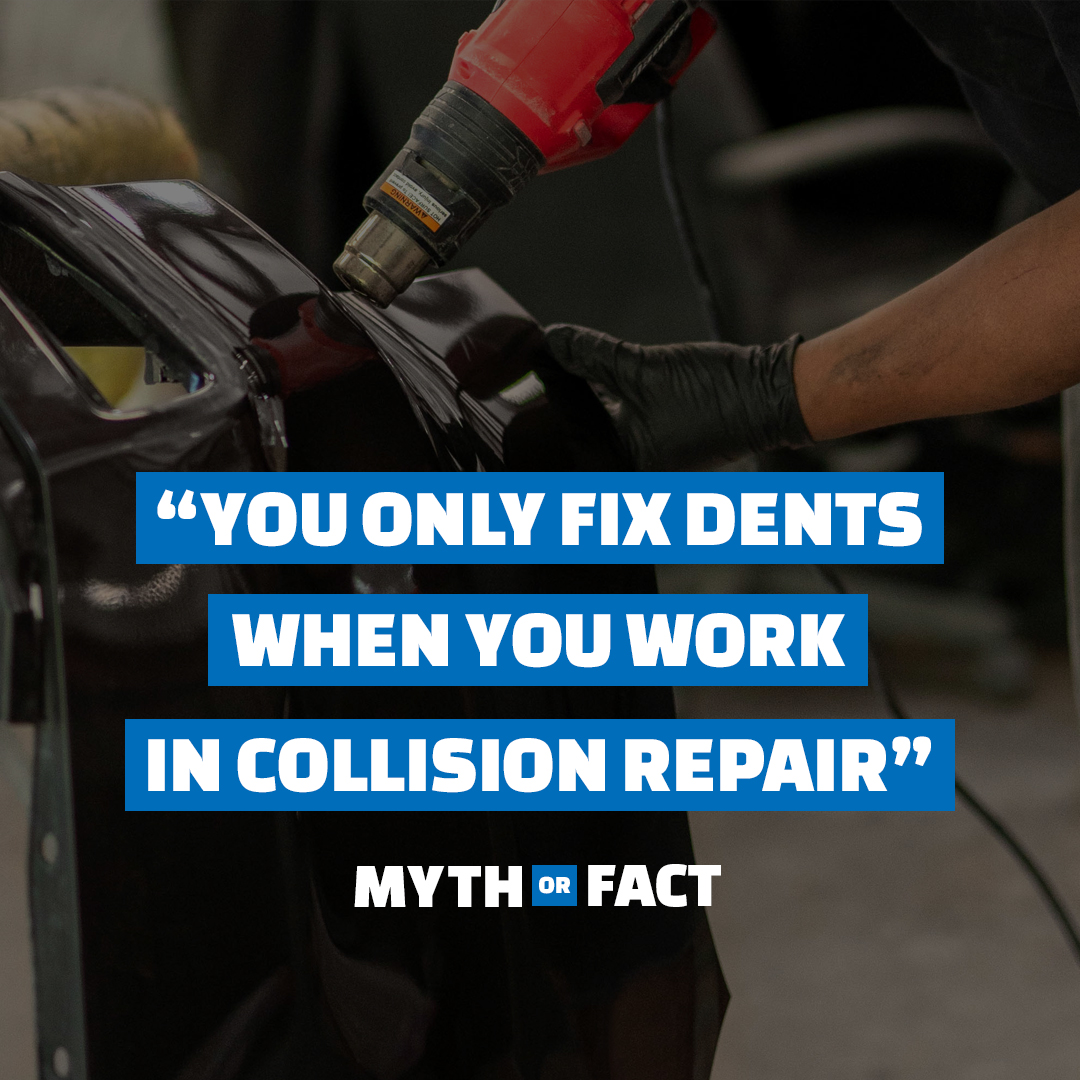 WorkInCollision's tweet image. 🤔 Think a career in collision repair is only about fixing dents? No way! Collision repair is a high-tech industry that’s about cutting-edge tech, precision tools &amp;amp; modern vehicle systems. Questions about the skills you could gain in collision repair? Ask below. 👀 👍 #MythorFact