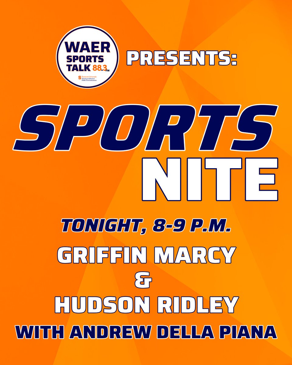WAER Sports Talk (@waersportstalk) on Twitter photo SportsNite is back!
<a href="/GriffinMarcy1/">Griffin Marcy</a> and <a href="/Hudson_Ridley/">Hudson Ridley</a> break down <a href="/CuseWBB/">Syracuse Women's Basketball</a>'s 72-71 OT loss to <a href="/SMUWBB/">SMU Women's Basketball</a>, the recently released <a href="/CuseWLAX/">Syracuse Women's Lacrosse</a> and <a href="/CuseMLAX/">Syracuse Menās Lacrosse</a> schedules, and preview <a href="/Cuse_MBB/">Syracuse Menās Basketball</a>'s matchup with <a href="/BCMBB/">BC Men's Basketball</a>. Live on Youtube at 8!
š»: shorturl.at/IbaED SportsNite is back!
<a href="/GriffinMarcy1/">Griffin Marcy</a> and <a href="/Hudson_Ridley/">Hudson Ridley</a> break down <a href="/CuseWBB/">Syracuse Women's Basketball</a>'s 72-71 OT loss to <a href="/SMUWBB/">SMU Women's Basketball</a>, the recently released <a href="/CuseWLAX/">Syracuse Women's Lacrosse</a> and <a href="/CuseMLAX/">Syracuse Menās Lacrosse</a> schedules, and preview <a href="/Cuse_MBB/">Syracuse Menās Basketball</a>'s matchup with <a href="/BCMBB/">BC Men's Basketball</a>. Live on Youtube at 8!
š»: shorturl.at/IbaED