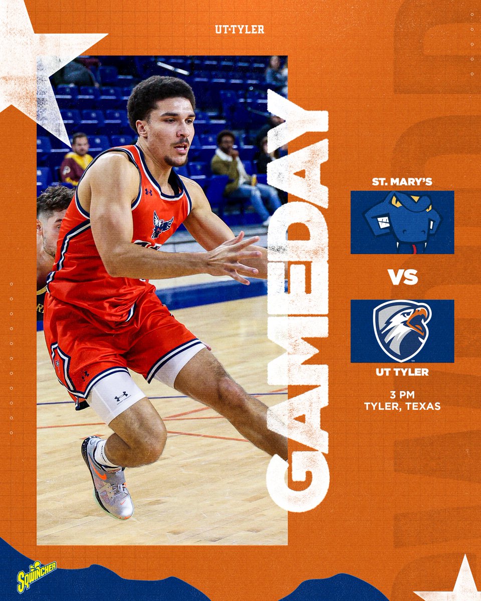 UT Tyler Patriots (@uttylerpatriots) on Twitter photo MBB | IT'S GAME DAY!
<a href="/uttylermbb/">UT Tyler Men's Basketball</a> looks to continue their run of strong play as they welcome in St. Mary's to the HPC!
STATS: tinyurl.com/3b5m2587
STREAM: tinyurl.com/2wdcay9e
#SwoopSwoop MBB | IT'S GAME DAY!
<a href="/uttylermbb/">UT Tyler Men's Basketball</a> looks to continue their run of strong play as they welcome in St. Mary's to the HPC!
STATS: tinyurl.com/3b5m2587
STREAM: tinyurl.com/2wdcay9e
#SwoopSwoop