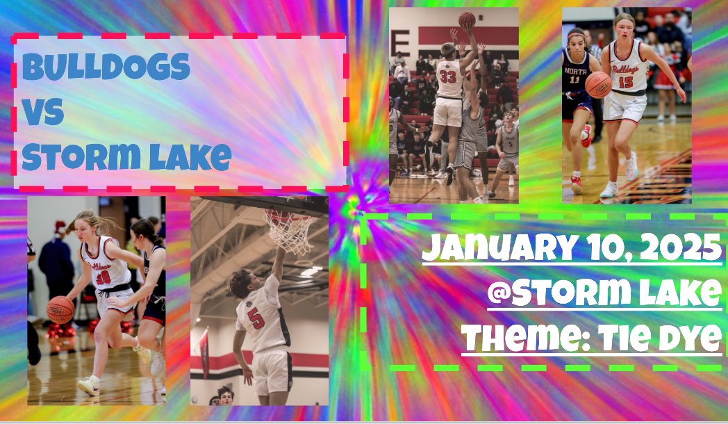 no time to rest! it’s GAME DAY again! the bulldogs are hitting the road 🌪️the game is at storm lake🌪️. tonight’s theme: 🖤TIE🐾DYE❤️ #bulldogpower #gameday #tiedye #bulldogsontop