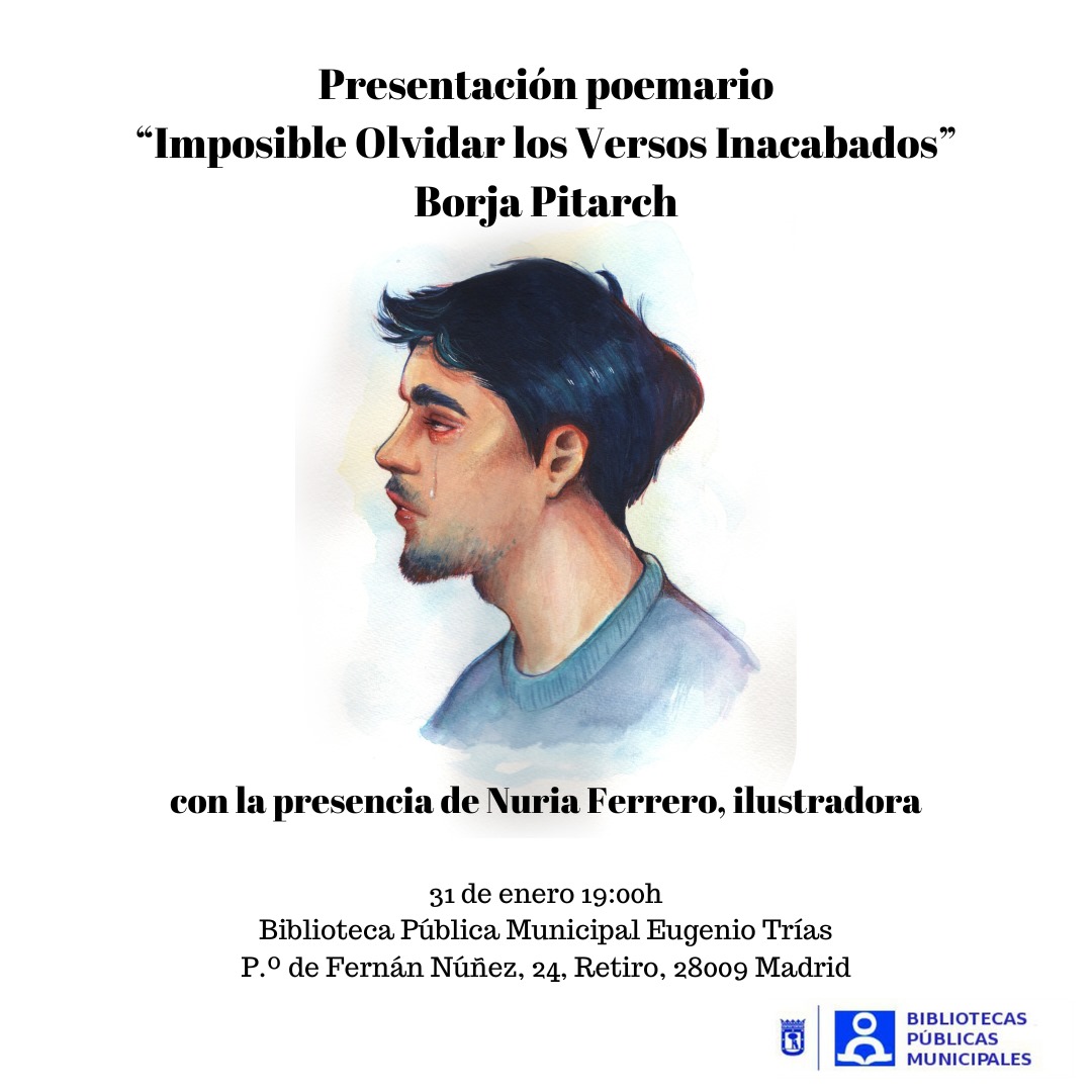 El 30 de enero sale "Imposible Olvidar los Versos Inacabados" y se vienen recitales. ¡Bienvenidos al IOLVI tour! Una aventura de la mano de Nuria Ferrero , que nos contará cosas de las ilustraciones detrás del libro. 

Primera parada, Biblioteca Eugenio Trías. 31/01 19:00h