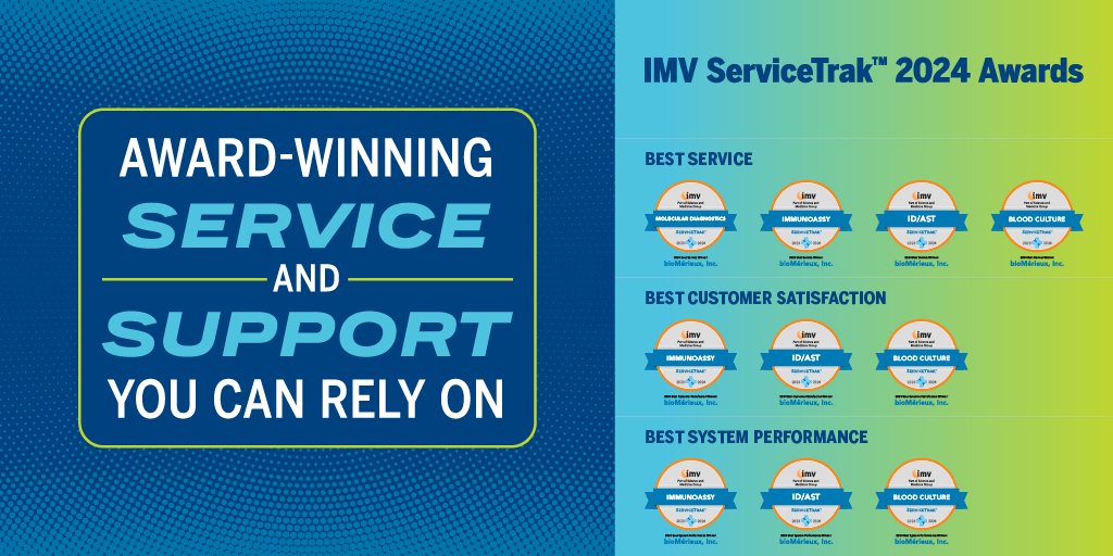 bioMérieux is the proud recipient of 10 IMV ServiceTrak™ Awards! 🏆

Exceptional service is part of what helps us lead with compassion, going beyond industry standards to achieve our goal of making the world a healthier place. 

👉 Learn more: bit.ly/4gr8z1t