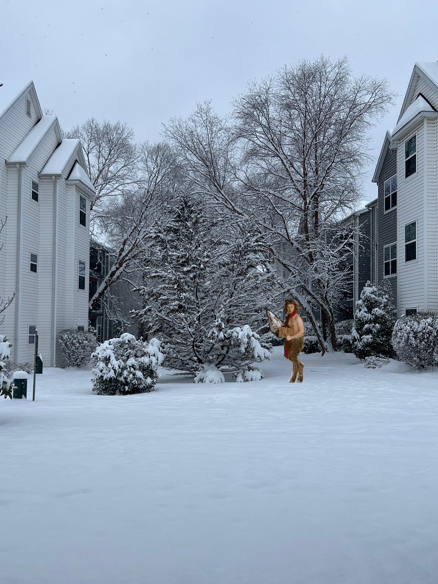 jimsrippedshirt's tweet image. no way y’all it snowed last night and look who i found walking around outside