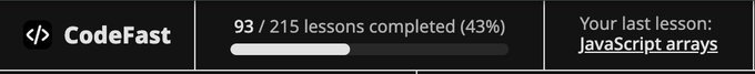Screenshot showing a progress bar of 'CodeFast' with the progress bar showing 43% complete.