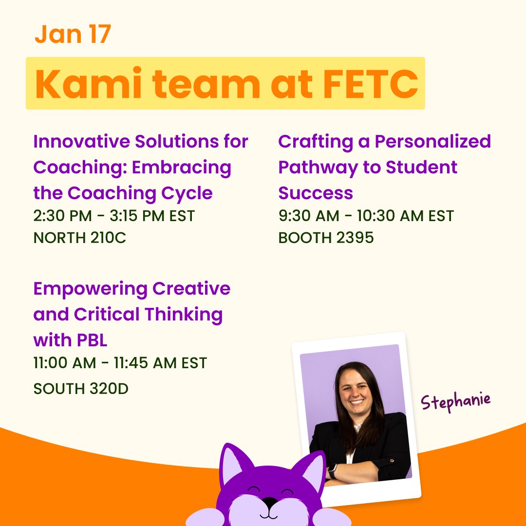 Explore the future of EdTech with hands-on insights, innovative tools, and actionable strategies. Don’t miss our sessions to spark ideas, solve challenges, and revolutionize learning. Let’s shape the future of education together! 📚✨ #FETC2025 #KamiApp