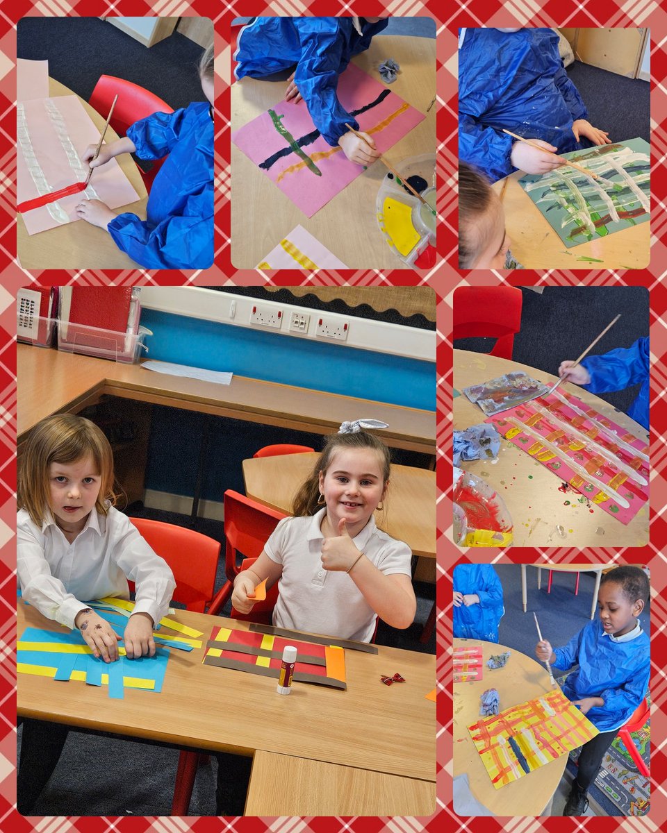 The children in room 1 have been exploring different ways to create their own tartan patterns #aiminghigh