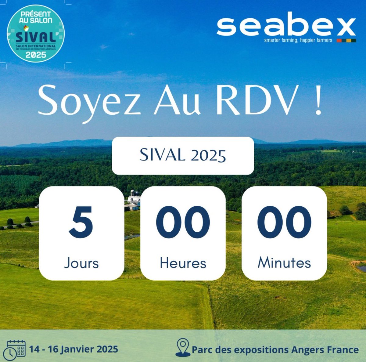🌱 Le SIVAL 2025, le plus grand salon B2B pour les solutions végétales, ouvre ses portes du 14 au 16 janv. à Angers ! 🌍 Découvrez comment Seabex innove pour une agriculture durable face aux défis climatiques. 🤝 Construisons l'avenir ensemble ! #SIVAL2025