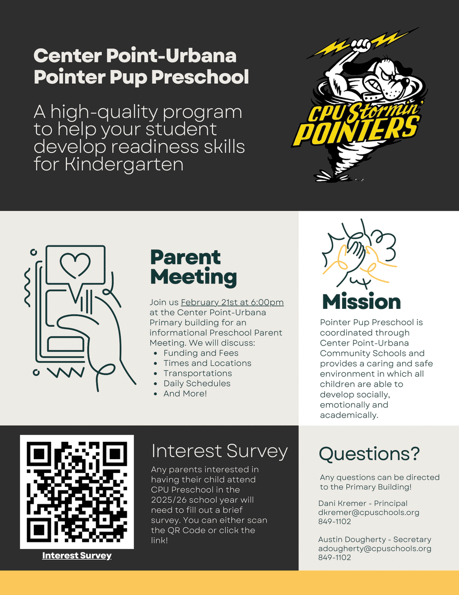 🐾 Pointer Pup Preschool is excited to plan for the upcoming school year! We're gathering interest to better serve our future little learners. 🌟

📝 Complete the survey at: docs.google.com/forms/d/e/1FAI…