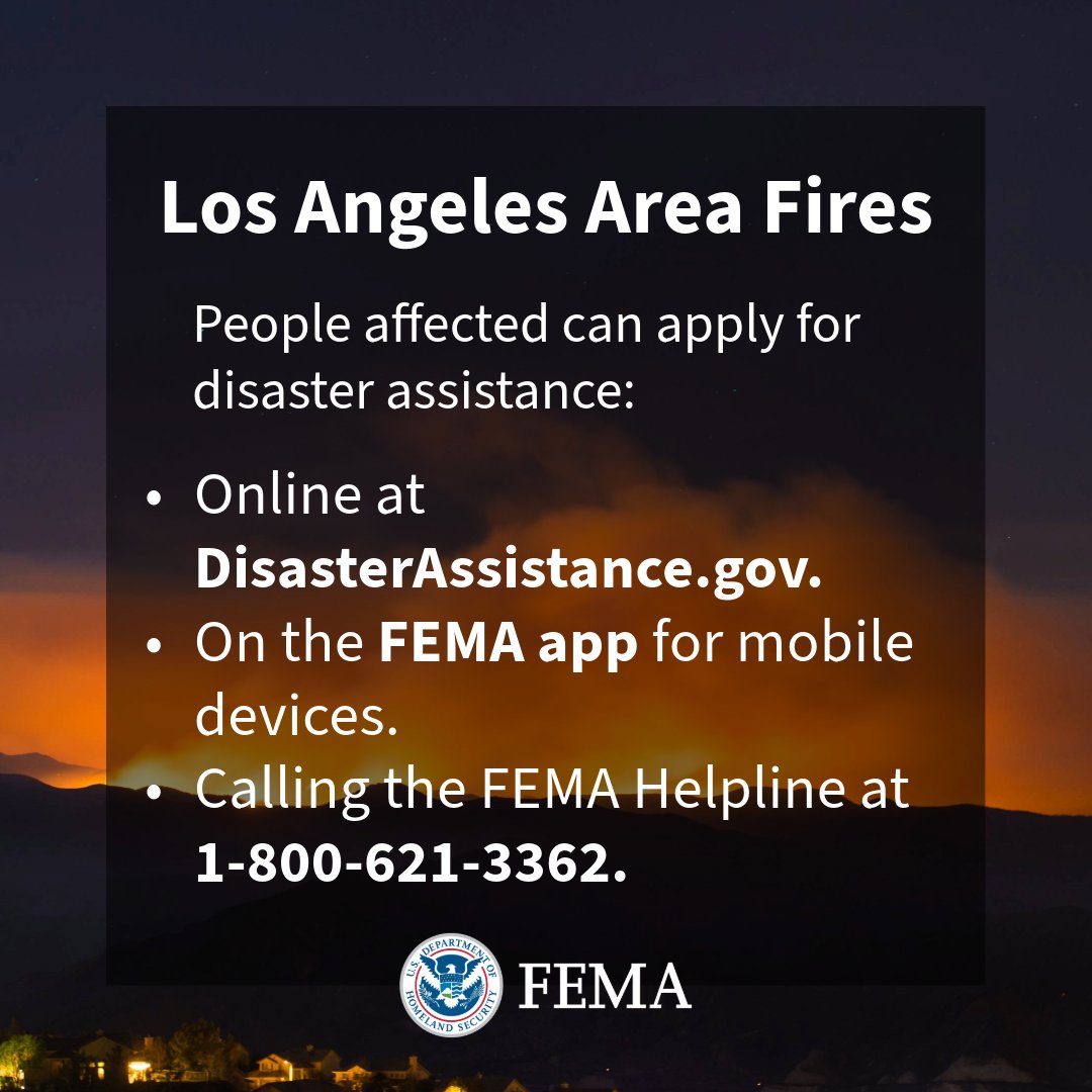 Our thoughts are with the communities experiencing loss. We are committed to supporting survivors as they rebuild.

Individuals &amp; business owners who sustained losses in designated areas can apply for assistance.

#LAfires