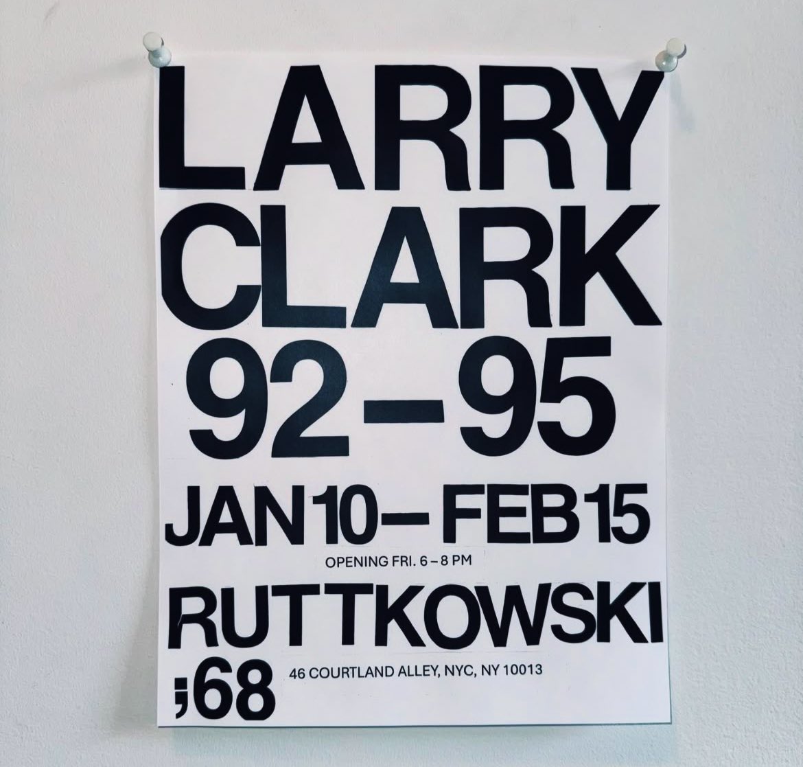 sgld's tweet image. larry clark “92-95” 
-
tonight’s the opening reception of photographs from 1992-1995 that are curated by leo fitzpatrick at the ruttkowski;68 gallery. 

to follow, i’ll be playing a selection of 90s rap/hip-hop at the afterparty held at the roxy hotel from 8-10pm.