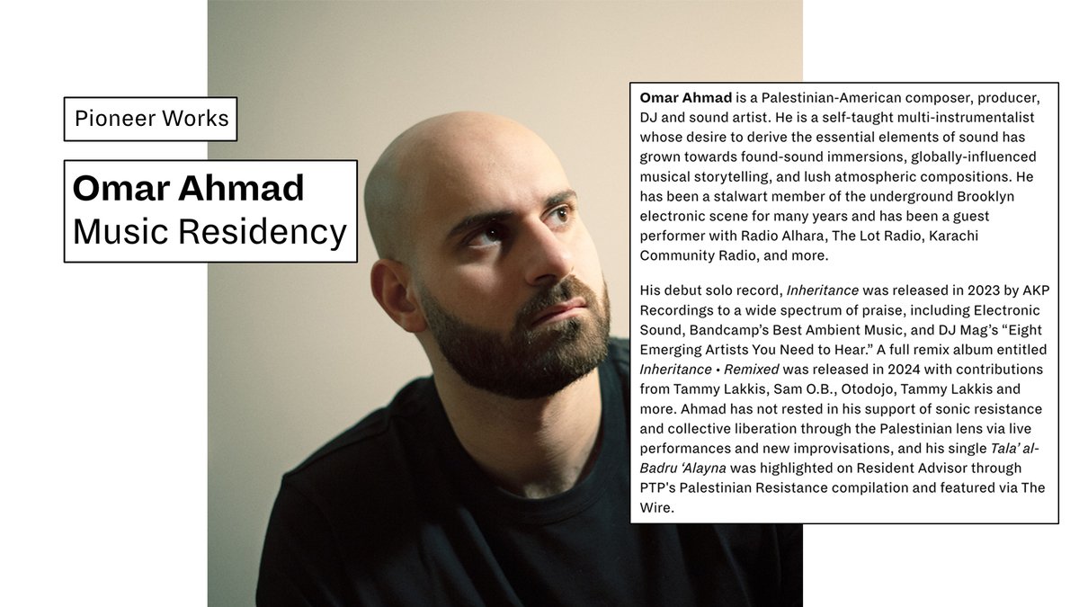 AKP Recordings (@akprecordings) on Twitter photo Thrilled to see our friend <a href="/themusicofomar/">Omar Ahmad</a> awarded a Music Residency with <a href="/pioneerworks/">Pioneer Works</a> for April 2025.
We love his art but even more his character and heart, what a wonderful person to receive this opportunity ❤️ Thrilled to see our friend <a href="/themusicofomar/">Omar Ahmad</a> awarded a Music Residency with <a href="/pioneerworks/">Pioneer Works</a> for April 2025.
We love his art but even more his character and heart, what a wonderful person to receive this opportunity ❤️
