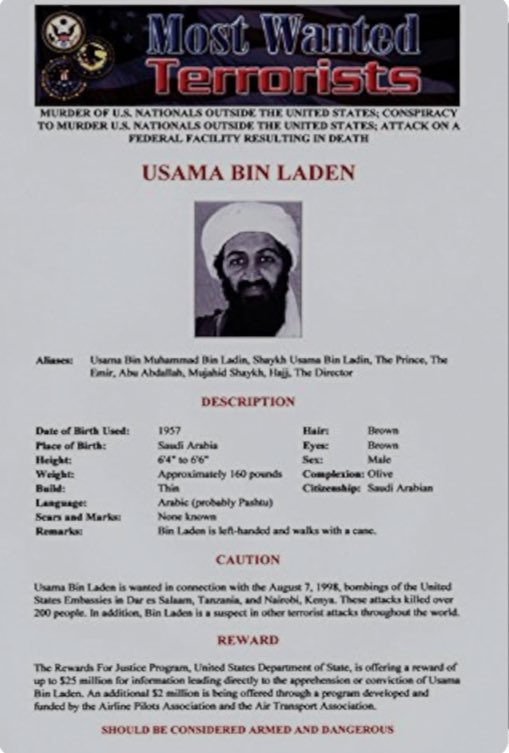 🚨 COMO BIN LADEN

La recompensa de $25.000.000 por Nicolás Maduro iguala a la ofrecida por Estados Unidos cuando Osama Bin Laden.