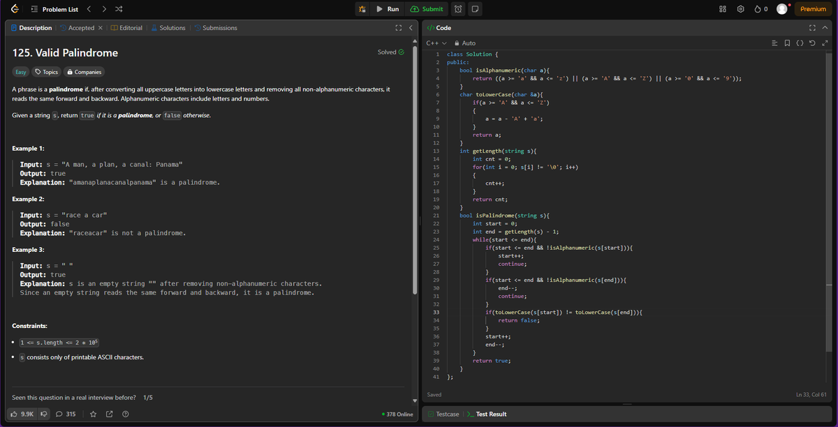 MuddasarNAnsari's tweet image. Today I solved valid palindrome problem. ✨ Thinking about different cases and implementing my approach into code, this problem leveled me as a coder. 🚀
#DSA #leedcode #codedaily #CodingJourney