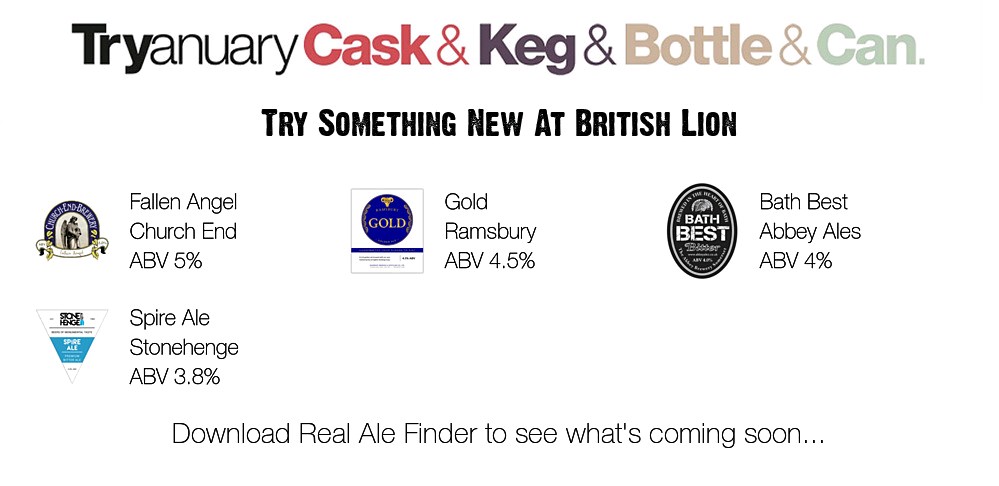 British Lion (@britliondevizes) on Twitter photo On the bar today!
Beer Board: goo.gl/fqJU5c
#tryanuary <a href="/churchendbeer/">Church End Brewery</a> @Ramsburybrewery <a href="/AbbeyAles/">Abbey Ales Brewery</a> <a href="/StonehengeAles/">Stonehenge Ales Ltd</a> <a href="/DevizesCAMRA/">Devizes CAMRA</a>
#RealAleFinder On the bar today!
Beer Board: goo.gl/fqJU5c
#tryanuary <a href="/churchendbeer/">Church End Brewery</a> @Ramsburybrewery <a href="/AbbeyAles/">Abbey Ales Brewery</a> <a href="/StonehengeAles/">Stonehenge Ales Ltd</a> <a href="/DevizesCAMRA/">Devizes CAMRA</a>
#RealAleFinder