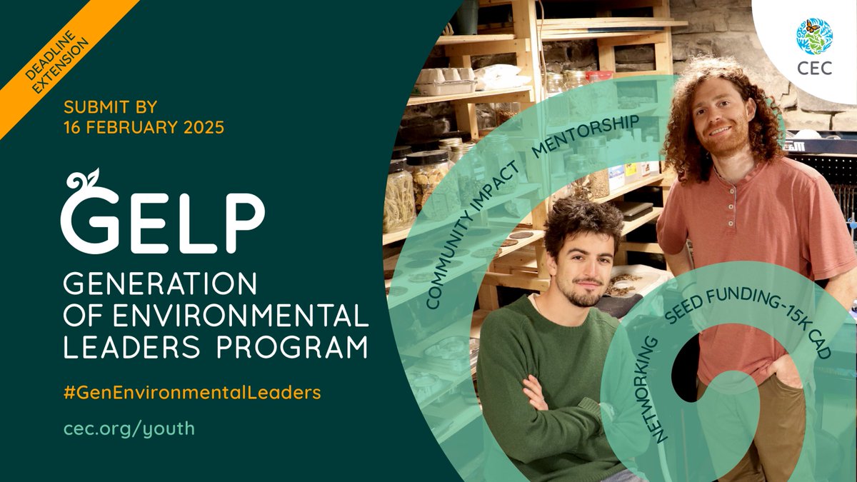 🚨DEADLINE EXTENSION: 16 FEB. 2025🚨

🌎 Ready to #ActNow to support your community? 

Want to be part of a collaborative network of young environmental leaders in #NorthAmerica?

Apply for the #GenEnvironmentalLeaders Program!

Learn more about #GELP:
 👉 cec.org/topics/youth-e…
