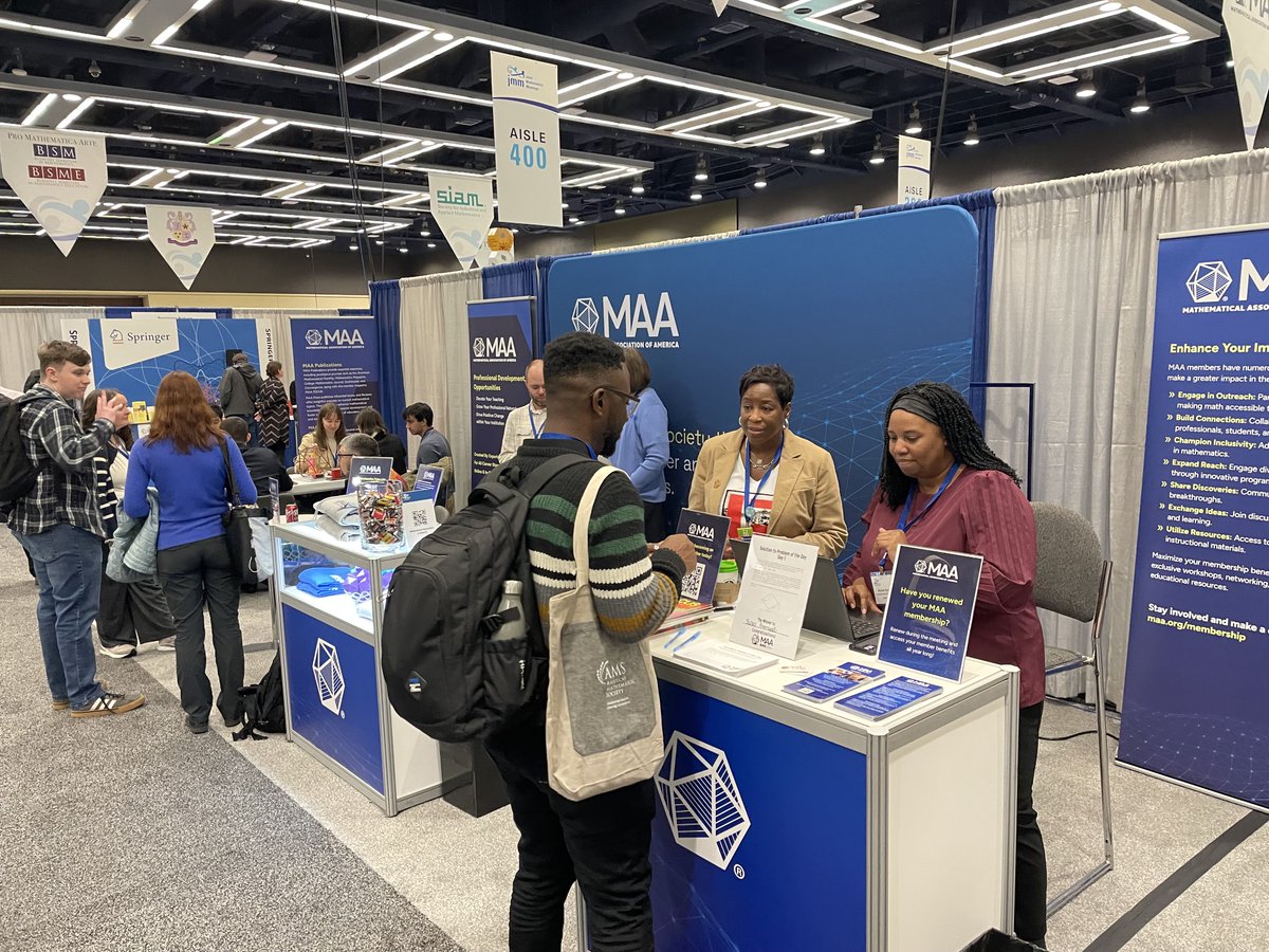 maanow's tweet image. Join us at the MAA Booth at #JMM2025! @JointMath
🔗 Renew/join MAA
🌟 Discover Project NExT
🎉 Play backgammon & connect
Come chat, learn, and have fun with the MAA community! #JoinTheMAA