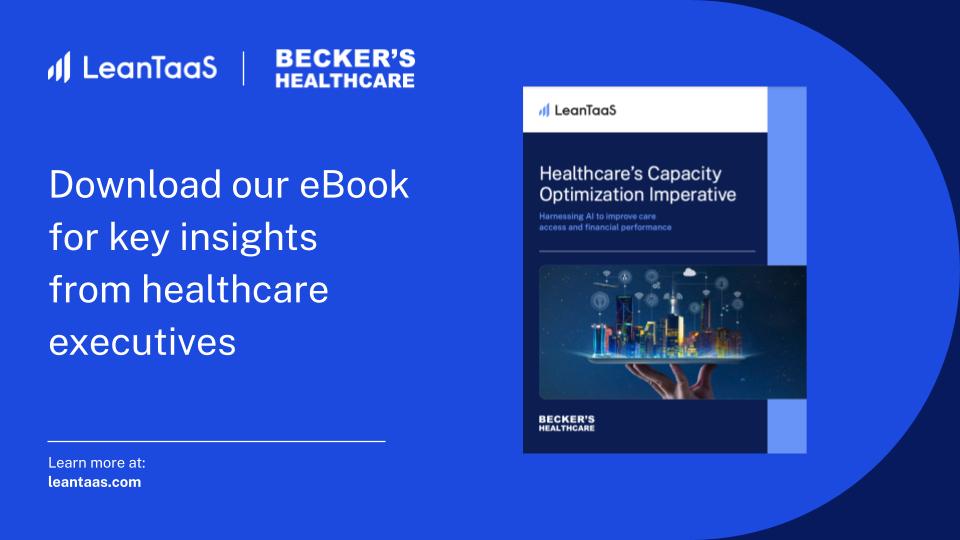 LeanTaaS, Inc. (@leantaas) on Twitter photo Many health systems are facing a capacity crisis due to fiscal challenges, staffing shortages, and rising demand. Learn how leading systems are using innovative strategies and AI tools to transform hospital operations in a new <a href="/BeckersHR/">Becker's Hospital Review</a> eBook. bit.ly/3C4sFjr Many health systems are facing a capacity crisis due to fiscal challenges, staffing shortages, and rising demand. Learn how leading systems are using innovative strategies and AI tools to transform hospital operations in a new <a href="/BeckersHR/">Becker's Hospital Review</a> eBook. bit.ly/3C4sFjr