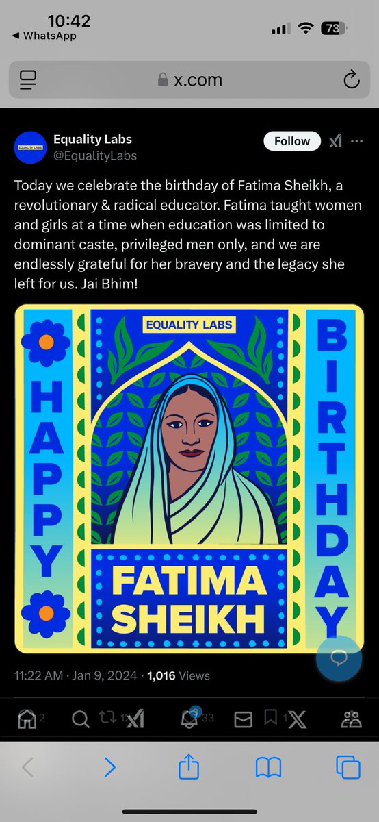 CoHNAOfficial's tweet image. Fatima Sheikh got a Google Doodle. But the man who produced the main source story on her for the public now says he made it up!

Fictional Fatima was amplified by Equality Labs along with a who’s ’who of Hinduphobic warriors.

We always knew Equality Labs made up their stories of…