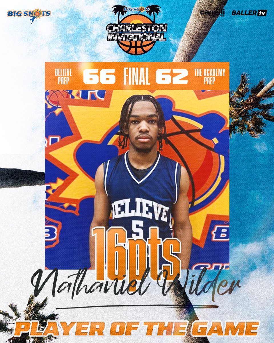 BIG SH🏀TS (@bigshotsglobal) on Twitter photo 2025 PG Nathaniel Wilder named game MVP in win for <a href="/BelievePrep/">Believe Prep Academy</a> at #BIGSHOTS #CharlestonInvitational 2025 PG Nathaniel Wilder named game MVP in win for <a href="/BelievePrep/">Believe Prep Academy</a> at #BIGSHOTS #CharlestonInvitational