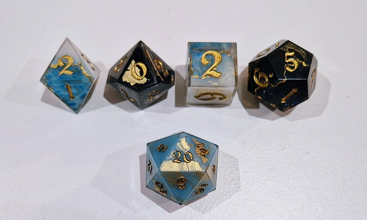 KnightingaleInk's tweet photo. ✨ First D&amp;D session of 2025 ✨

May my dice be blessed and my saving throws be passed.

Still adore this set @Sinnamon_Dice https://t.co/OjnwIZfsEU