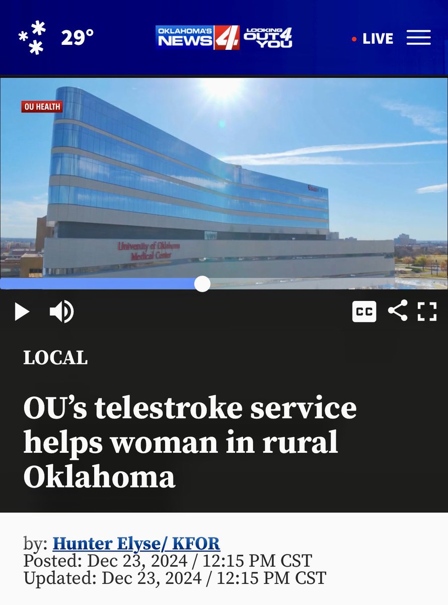 Our Neuro-ICU attending Dr.
<a href="/Jorge_Ortiz_G/">Jorge G. Ortiz-Garcia, MD, MSCR, FAAN</a> spoke with <a href="/kfor/">KFOR</a> about how telestroke program is transforming stroke care in rural Oklahoma. 🚑🧠✨

This telemedicine service allows hospitals without an on-site neurologist to provide the same lifesaving stroke care as urban centers.