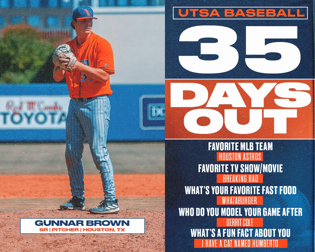 35 𝐝𝐚𝐲𝐬 '𝐭𝐢𝐥 𝐟𝐢𝐫𝐬𝐭 𝐩𝐢𝐭𝐜𝐡! 

Get to know #35, <a href="/GunnarBrown7/">Gunnar Brown</a> ⬇️ 

#BirdsUp🤙 | #LetsGo210