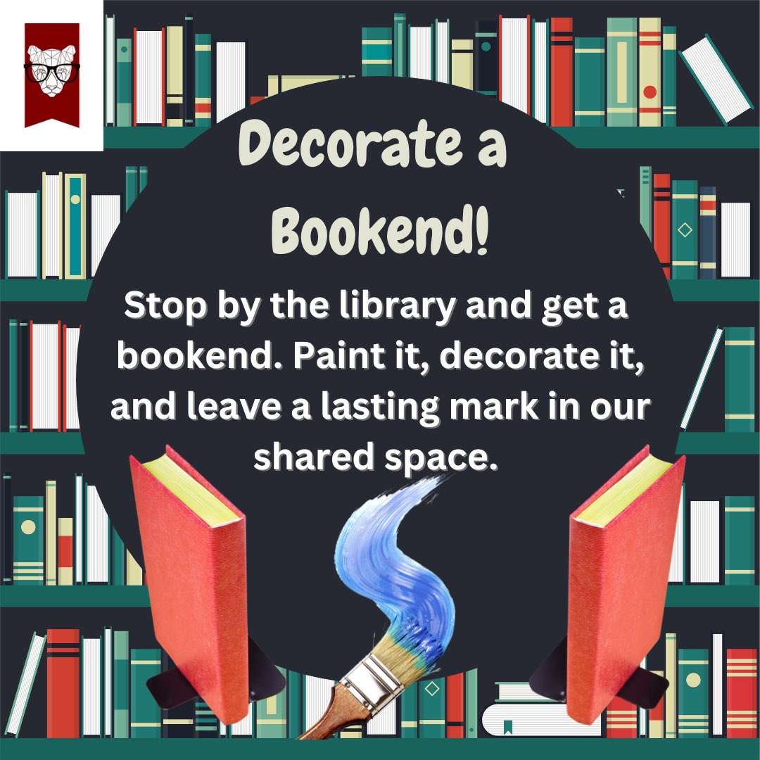 Help us personalize our space by adding some flare from YOU. Stop by to get a bookend that you can decorate and add to our library shelves. This space is for all of us! #cpoe #katylibraries
