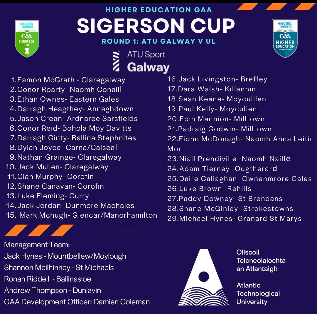 Just 30 minutes to go until throw in here at Maguire’s! See how both teams line out for this evening’s <a href="/HigherEdGAA/">GAA Higher Education</a> Sigerson Cup Round 1 clash below ⬇️ 

#ULGAA #BelongToThePack 🐺